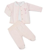 M15972: Baby Girls 3 Piece Velour Outfit (0-9 Months)